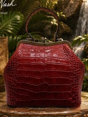Patricia Nash Laureana Red Croc-Embossed Kisslock Satchel - NWT